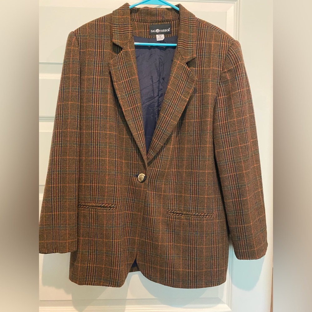 Sag Harbor Multicolor Plaid Blazer